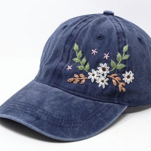 Embroidered Daisy Fern Flower Baseball Cap A Unique and Stylish Accessory