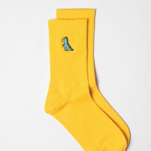 Embroidered Dino Socks Unisex Cotton Crew Socks UK – Delightful, Embroidered Dinosaur Socks – Interesting  Item for Friends and Family