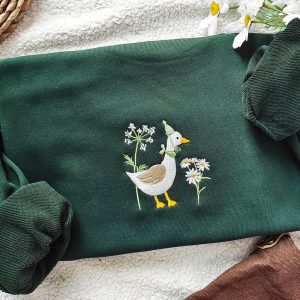 Embroidered Duck Sweatshirt A Quacking Good Time with Silly Goose and Daisy