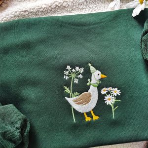 Embroidered Duck Sweatshirt A Quacking Good Time with Silly Goose and Daisy