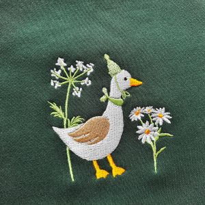 Embroidered Duck Sweatshirt A Quacking Good Time with Silly Goose and Daisy