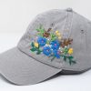 Embroidered Floral Baseball Cap Handcrafted Cotton Hat for Garden Parties