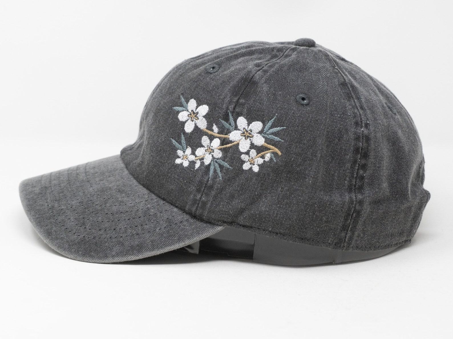 Embroidered Floral Baseball Cap Summery Washed Cotton Hat with Holiday Hues - Image 2