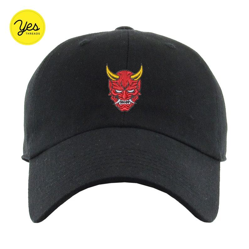 Embroidered Hannya Mask Baseball Cap Unleash Your Inner Demon with Style