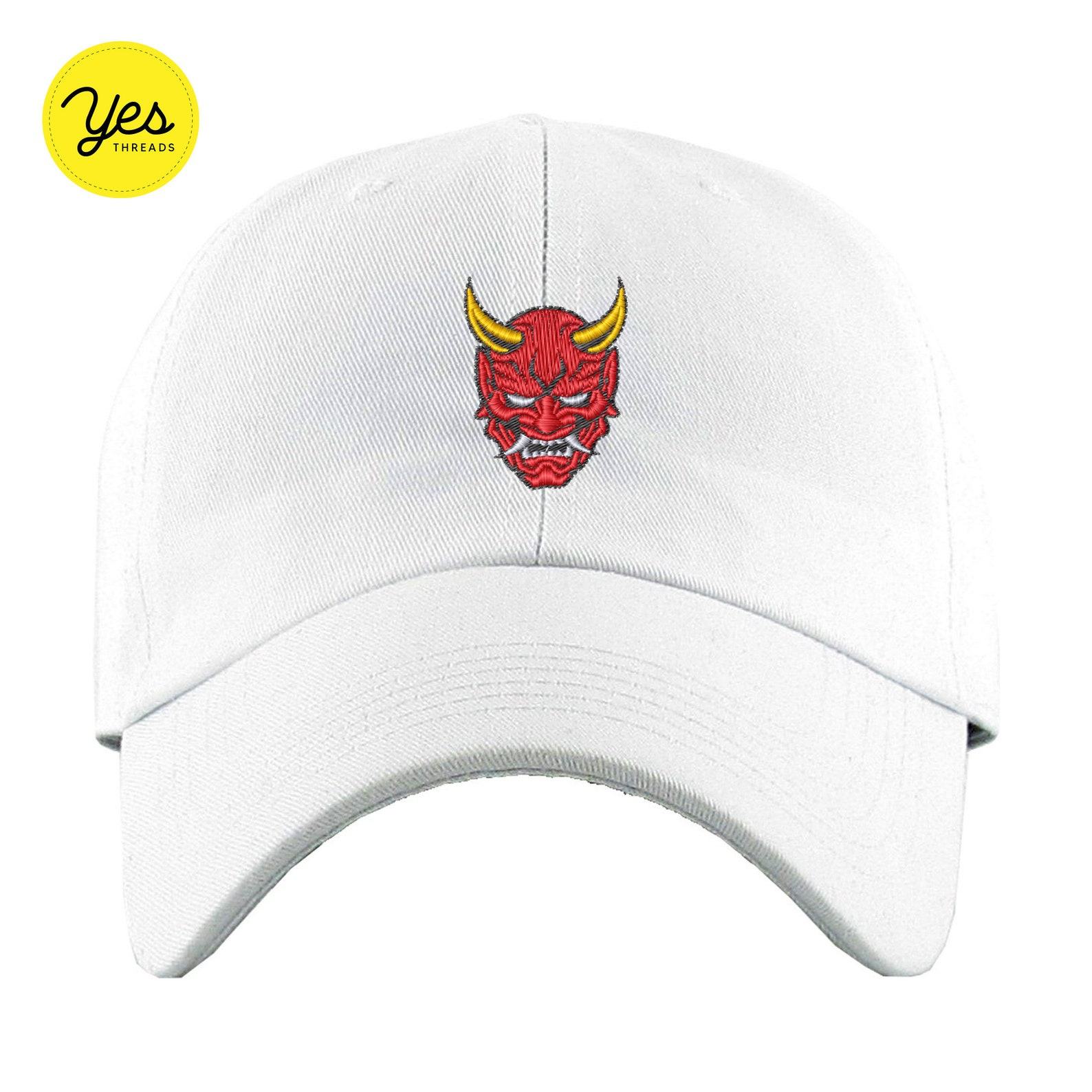 Embroidered Hannya Mask Baseball Cap Unleash Your Inner Demon with Style