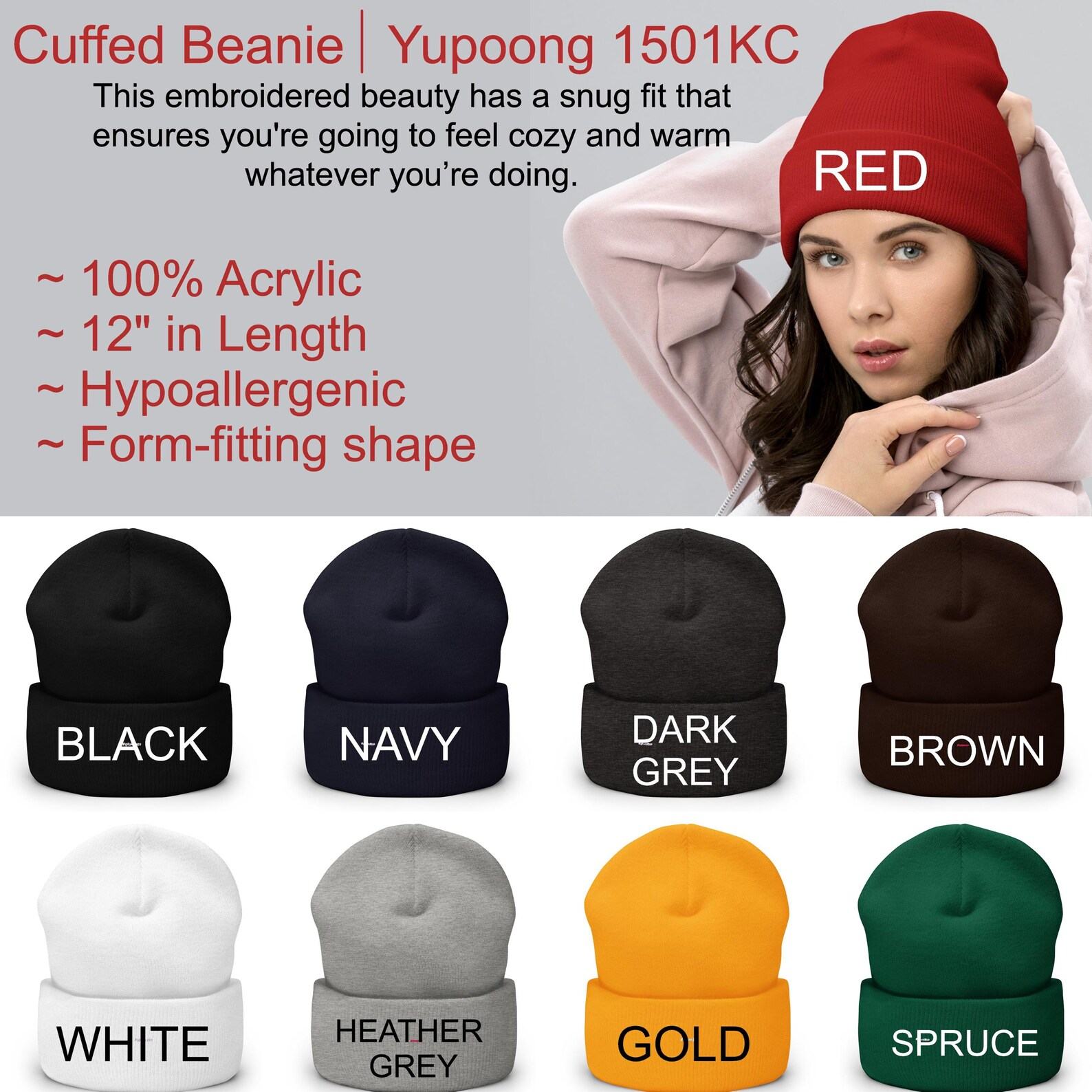 Embroidered Knit Beanie Minimalist, Classy, and Mindful