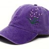 Embroidered Lavender Baseball Cap Purple Blue Floral Washed Cotton Summer Hat