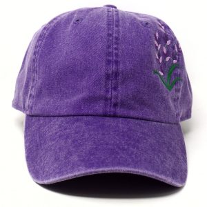 Embroidered Lavender Baseball Cap Purple Blue Floral Washed Cotton Summer Hat