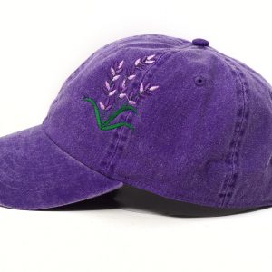 Embroidered Lavender Baseball Cap Purple Blue Floral Washed Cotton Summer Hat