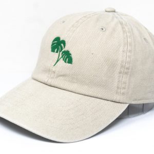Embroidered Monstera Leaf Baseball Cap Tropical Summer Style with Washed Cotton Comfort