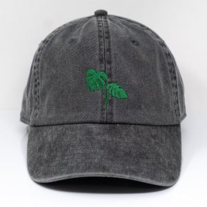 Embroidered Monstera Leaf Baseball Cap Tropical Summer Style with Washed Cotton Comfort