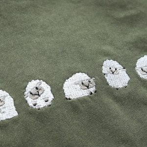 Embroidered Sheep T-shirt Personalized Unisex Oversized Tee, Interesting  Item for Animal Lovers