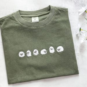 Embroidered Sheep T-shirt Personalized Unisex Oversized Tee, Interesting  Item for Animal Lovers