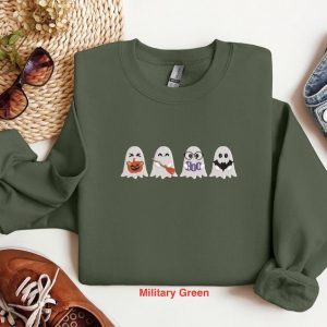 Embroidered Spooky-Cute Ghost Sweatshirt Hauntingly Adorable for Halloween