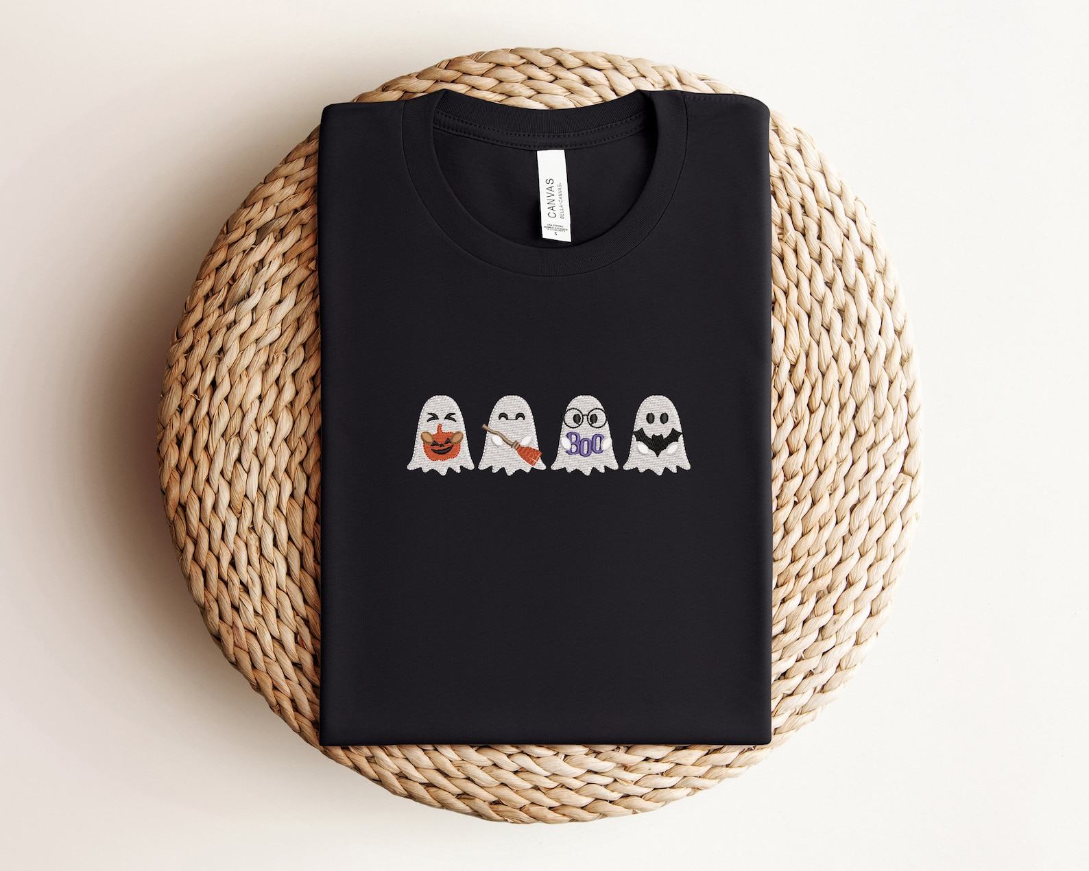 Embroidered Spooky-Cute Ghost Sweatshirt Hauntingly Adorable for Halloween - Image 3