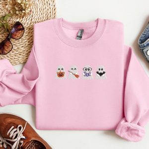 Embroidered Spooky-Cute Ghost Sweatshirt Hauntingly Adorable for Halloween