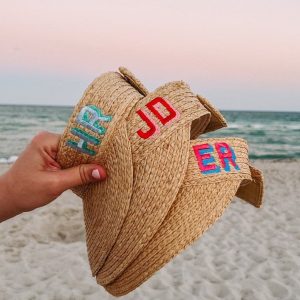 Embroidered Straw Visor Personalize Your Summer Style with a Shadow Monogram
