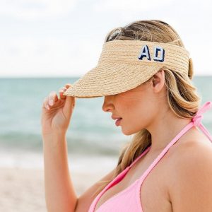 Embroidered Straw Visor Personalize Your Summer Style with a Shadow Monogram
