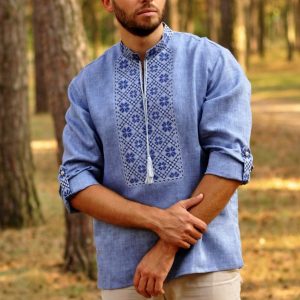 Embroidered Ukrainian Linen Shirt for Men A Traditional Item from Ukraine