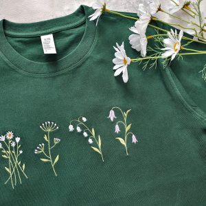Embroidered Wildflower T-shirt A Floral Tapestry for Nature Lovers