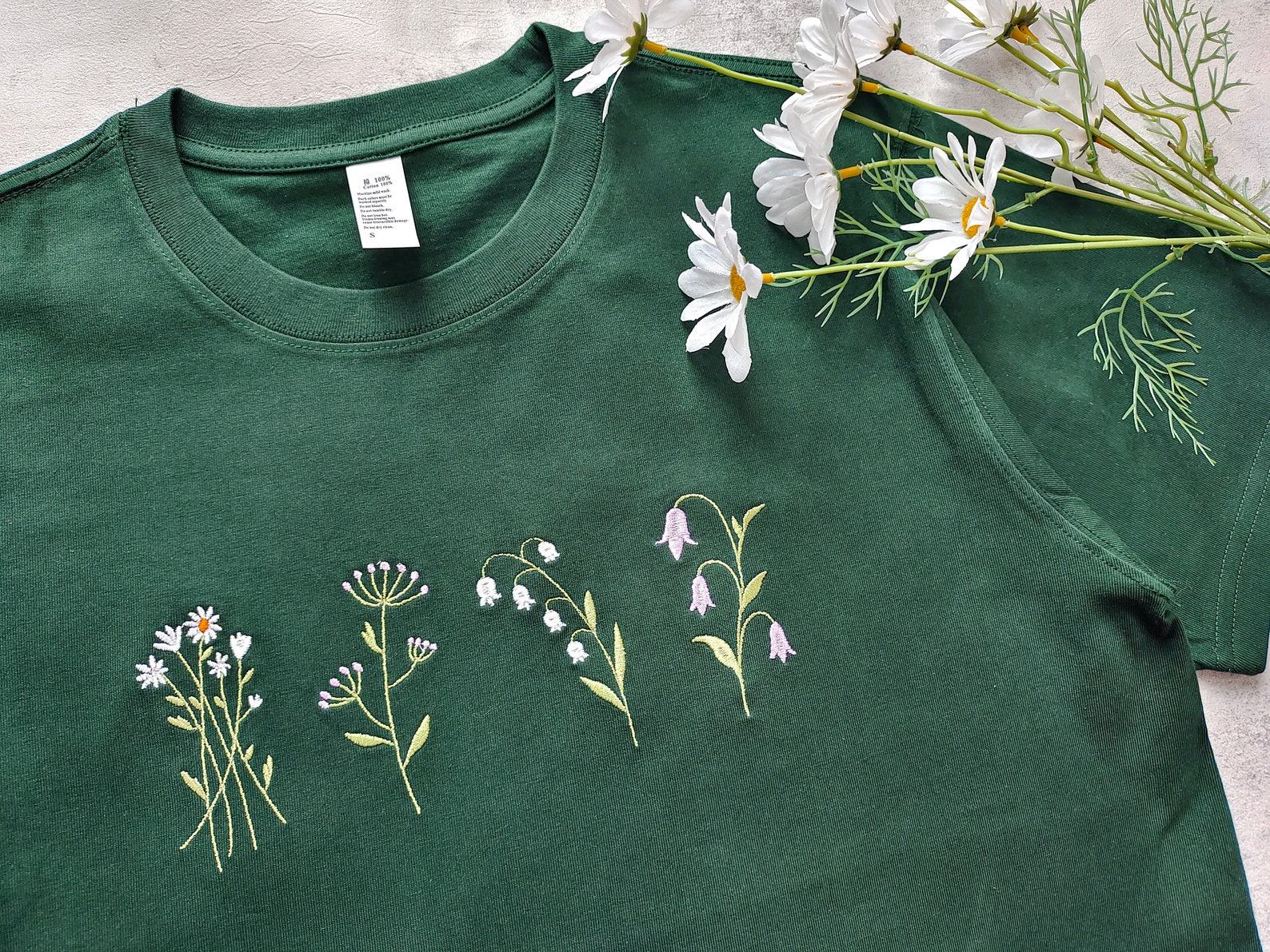 Embroidered Wildflower T-shirt A Floral Tapestry for Nature Lovers - Image 4