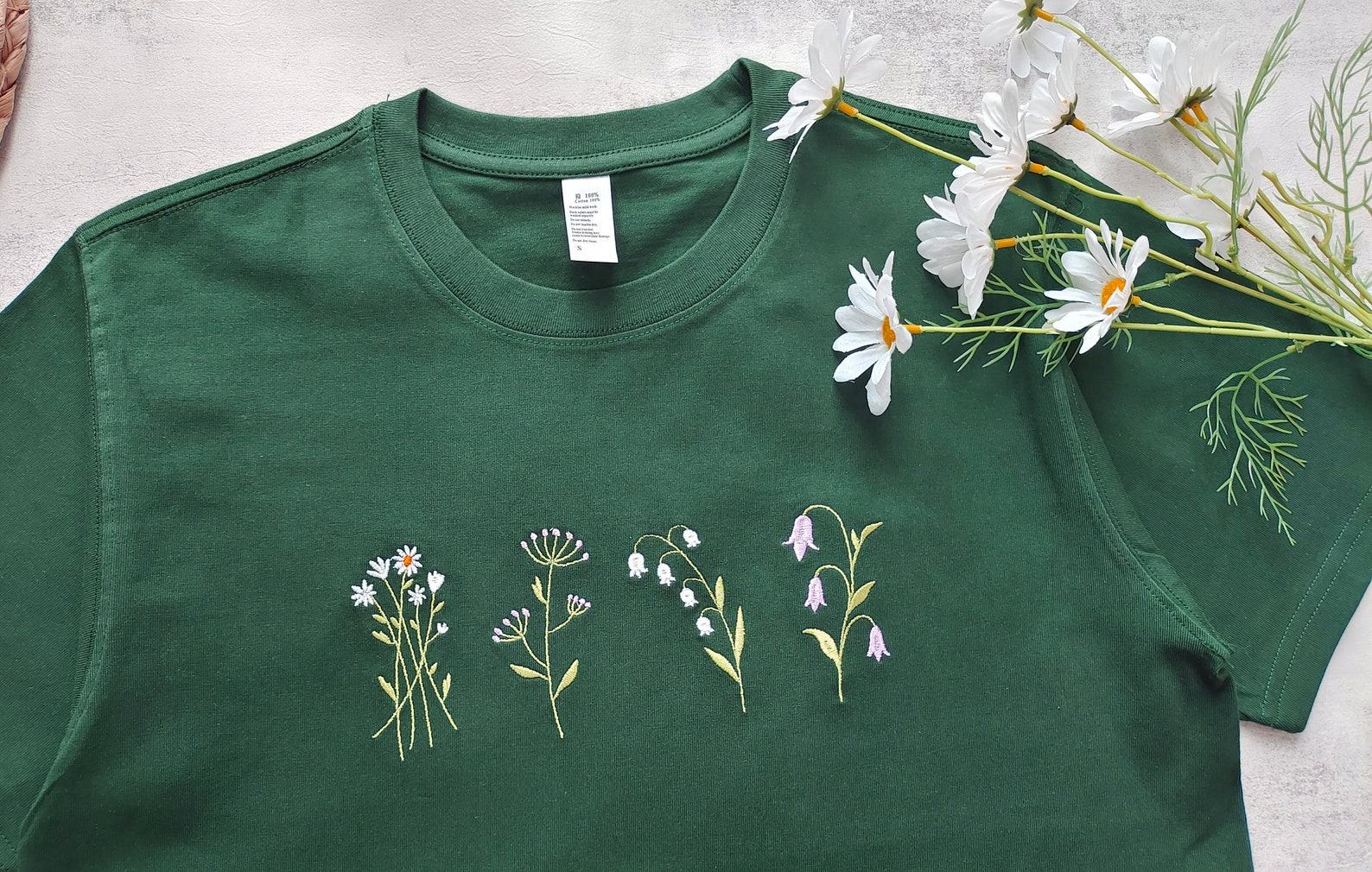 Embroidered Wildflower T-shirt A Floral Tapestry for Nature Lovers - Image 2