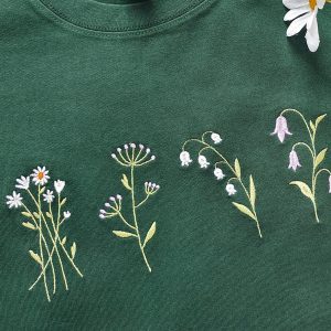 Embroidered Wildflower T-shirt A Floral Tapestry for Nature Lovers