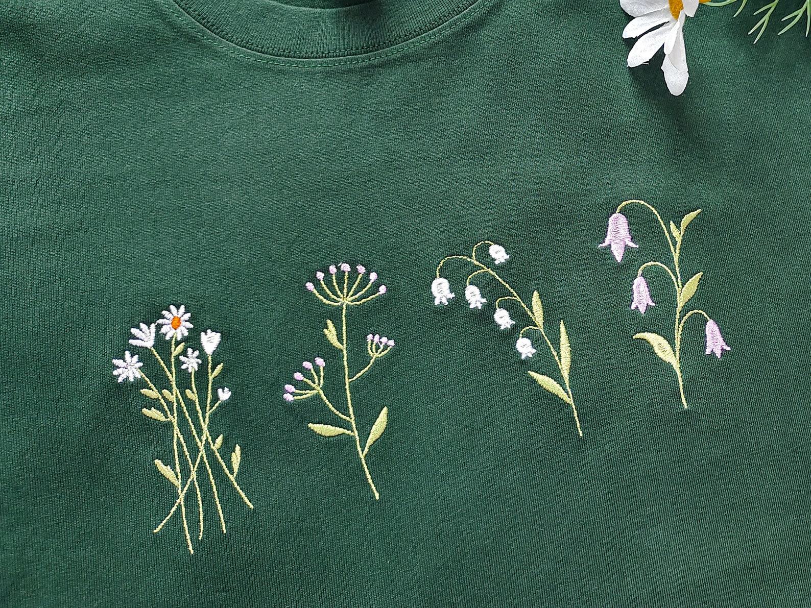 Embroidered Wildflower T-shirt A Floral Tapestry for Nature Lovers - Image 3