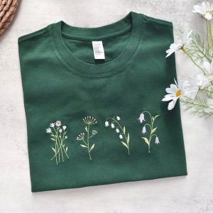 Embroidered Wildflower T-shirt A Floral Tapestry for Nature Lovers