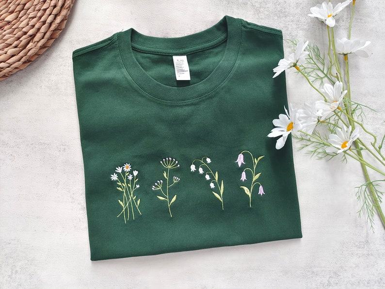 Embroidered Wildflower T-shirt A Floral Tapestry for Nature Lovers