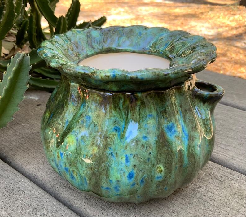 Emerald Elegance Self-Watering Ceramic African Violet Pot for Modern Homes