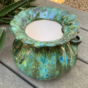 Emerald Elegance Self-Watering Ceramic African Violet Pot for Modern Homes