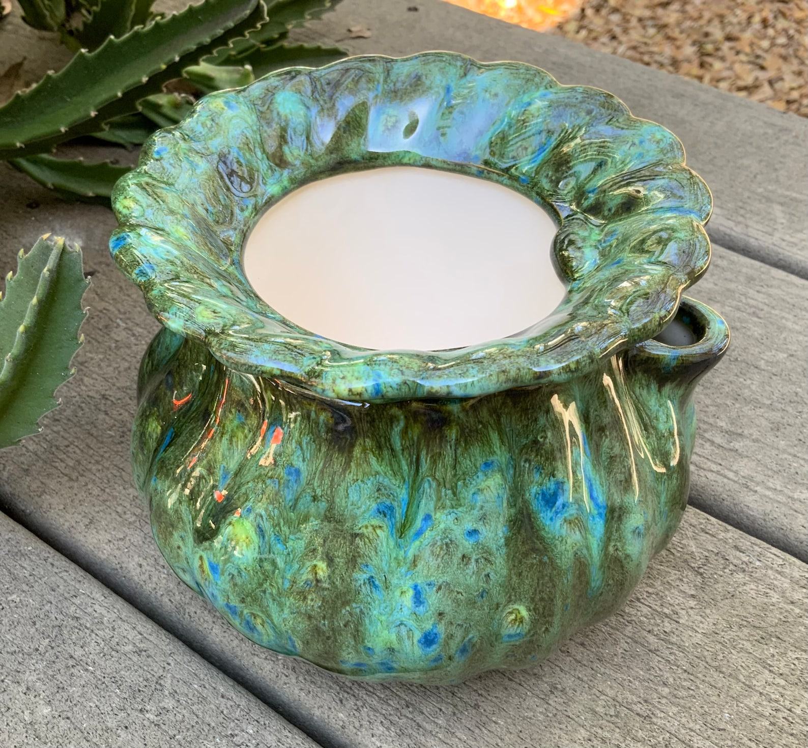 Emerald Elegance Self-Watering Ceramic African Violet Pot for Modern Homes - Image 2