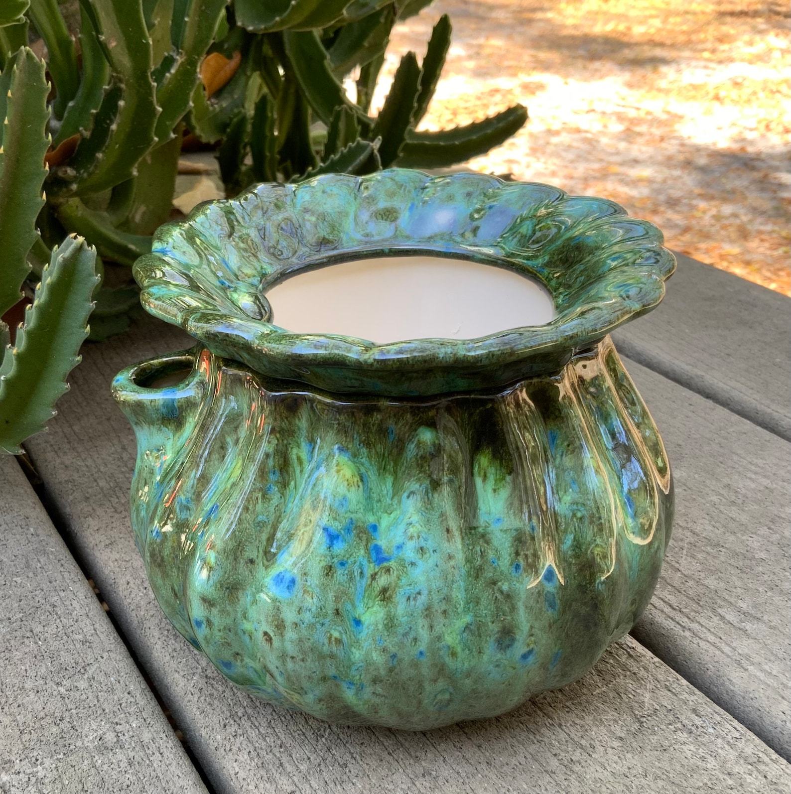 Emerald Elegance Self-Watering Ceramic African Violet Pot for Modern Homes