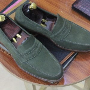 Emerald Suede Goodyear Welted Dress Shoes – Bespoke Green Lace-Ups