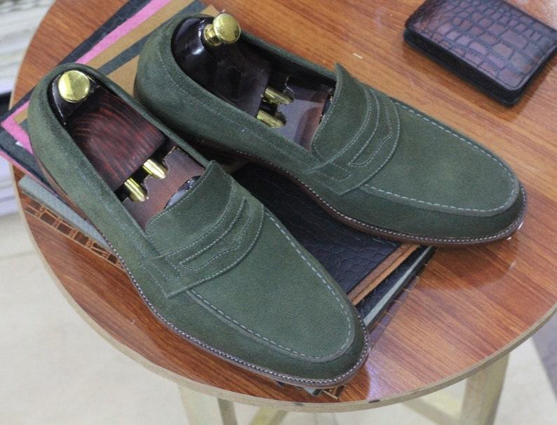 Emerald Suede Goodyear Welted Dress Shoes – Bespoke Green Lace-Ups