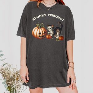 Empower Your Halloween Spooky Feminist Cat Lady Shirt for Kamala Supporters