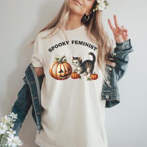 Empower Your Halloween Spooky Feminist Cat Lady Shirt for Kamala Supporters