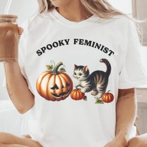 Empower Your Halloween Spooky Feminist Cat Lady Shirt for Kamala Supporters