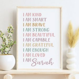 Empowering Affirmations Personalized Wall Art for Women, Inspiring Positivity and Motivation