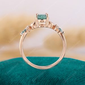Enchanted Oval Moss Agate Engagement Ring A Nature-Inspired Symbol of Love