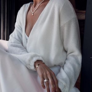 Enchanting Bridal Embrace Ivory Knitted Cardigan with Ribbons for an Autumn Wedding