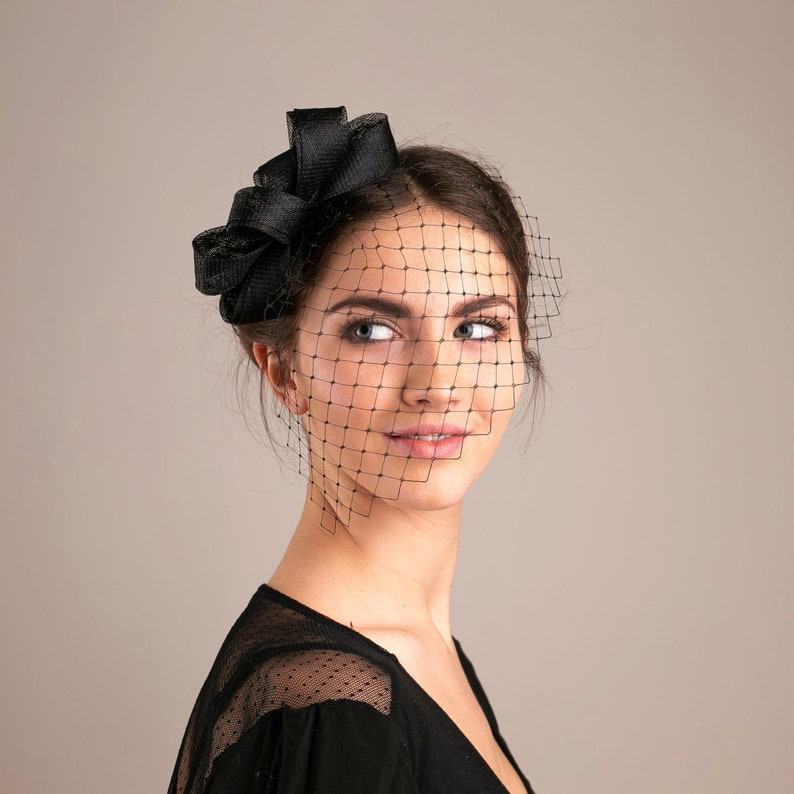 Enchanting Bridal Headpiece Birdcage Veil and Fascinator for a Timeless Wedding