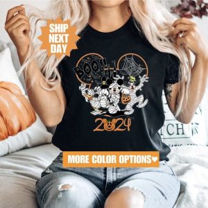 Enchanting Disney Halloween 2024 Family Matching Shirts Spooktacular Adventure with Mickey, Minnie, and Friends
