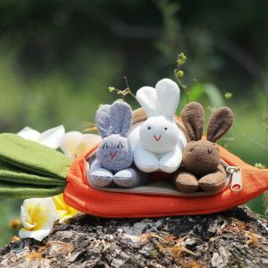 Enchanting Easter Trio Organic Bunny Plush in Carrot Zip Purse