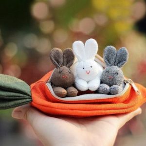 Enchanting Easter Trio Organic Bunny Plush in Carrot Zip Purse