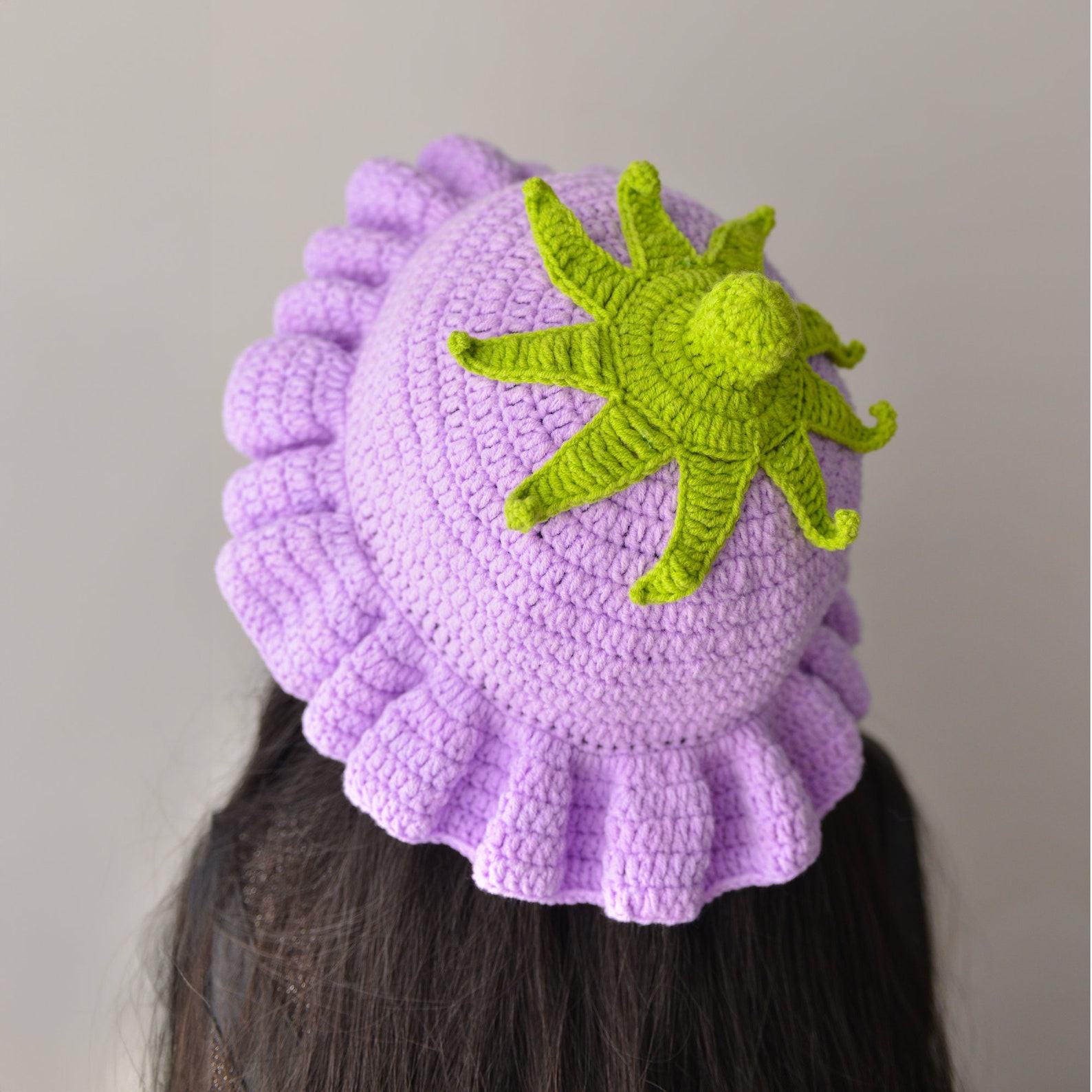 Enchanting Eggplant Elegance Matching Crochet Hat Set for You and Your Furry Friend