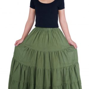 Enchanting Emerald Maxi Skirt Flowy Bohemian Rhapsody for Fall and Halloween