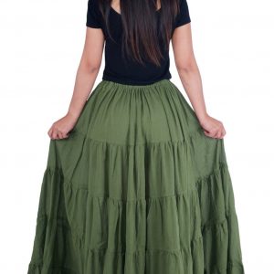 Enchanting Emerald Maxi Skirt Flowy Bohemian Rhapsody for Fall and Halloween