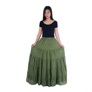 Enchanting Emerald Maxi Skirt Flowy Bohemian Rhapsody for Fall and Halloween
